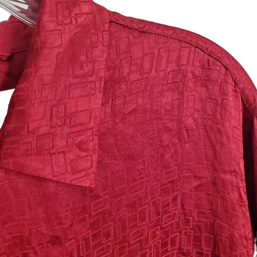 Alfani Mens Size M Shirt Pajama Top 100% Silk Button Down Geometric Textured - Picture 9 of 10